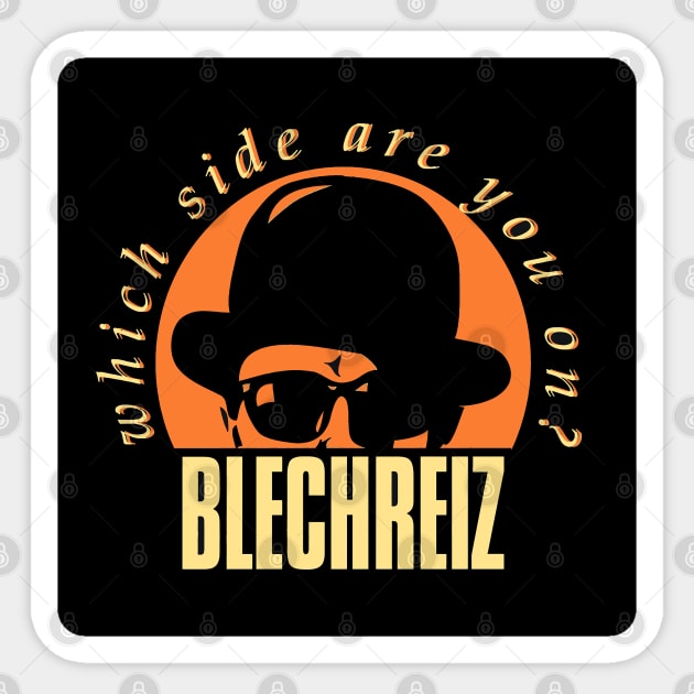 A Man With Black Hat And Eyeglasses Said Which Side Are You On Sticker by evebooth